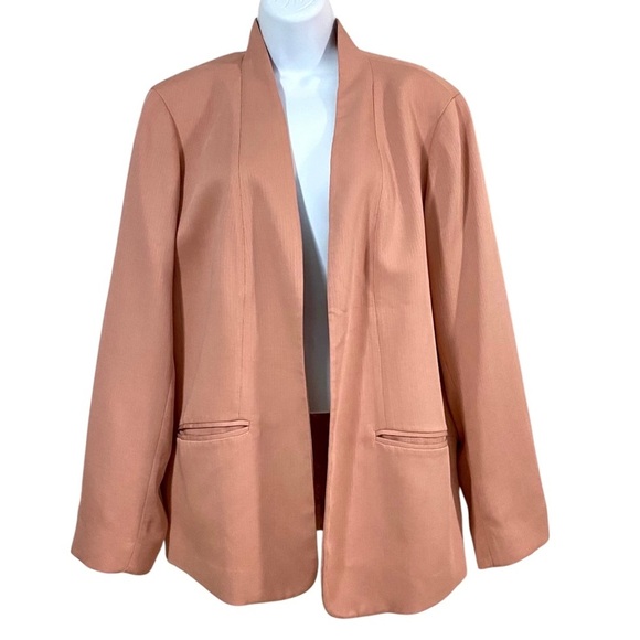 Eileen Fisher Woman 1X Salmon Blazer Open Front Lightweight Lined Collarless - Picture 1 of 15